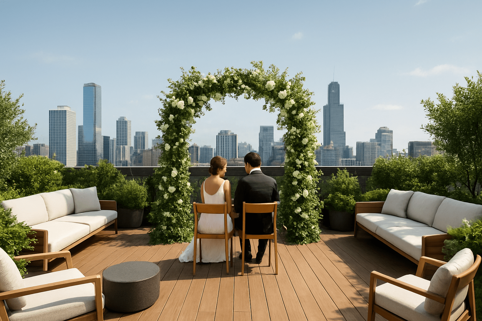 מקומות לחתונה קטנה: איך לעצב חלל אורבני עם גג פתוח